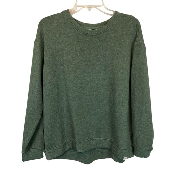 Orvis Cozy Crewneck Long Sleeve Pullover  Size L  Green Heather Fleece Top - Picture 2 of 8
